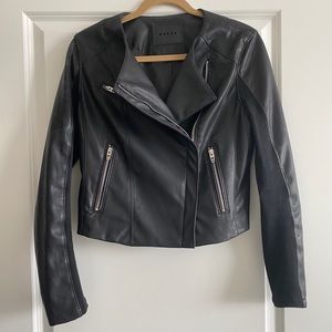 BLANKNYC Drape-Front Vegan Leather Jacket | Sz M